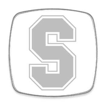 Monogram Grey Green College House Initial S - Square fridge magnet - white - Front