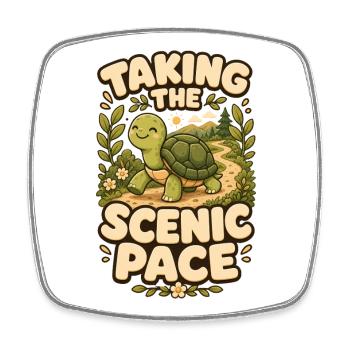 Taking The Scenic Pace Turtle - Square fridge magnet - white - Front