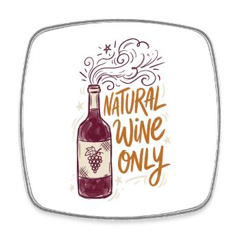 Natural Wine Only - Viereckiger Kühlschrankmagnet - Weiß - Vorne