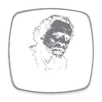 Zitat von Charles Bukowski über das Lesen von Büchern - Viereckiger Kühlschrankmagnet - Weiß - Vorne