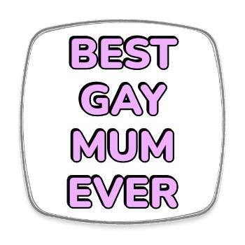Beste schwule Mutter aller Zeiten Pink Text - Viereckiger Kühlschrankmagnet - Weiß - Vorne