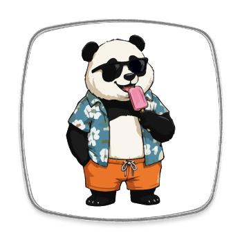 Panda Strand mit Eis - Viereckiger Kühlschrankmagnet - Weiß - Vorne