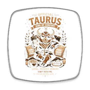 Taureau Roi du Confort - Zodiaque - Magnet carré - blanc - Devant
