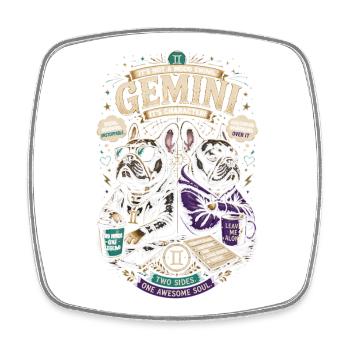 Gemini Chiens en Hoodie – Astrologie Gémeau - Magnet carré - blanc - Devant