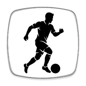 Fussballspieler Silhouette Fussball - Viereckiger Kühlschrankmagnet - Weiß - Vorne