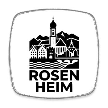 Rosenheim Bayern Silhouette Wahrzeichen - Viereckiger Kühlschrankmagnet - Weiß - Vorne