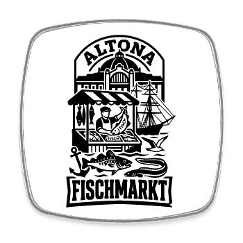 Fischmarkt Hamburg Altona - Viereckiger Kühlschrankmagnet - Weiß - Vorne