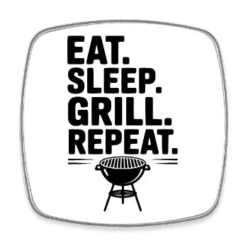 Eat. Sleep. Grill. Repeat. - Square fridge magnet - white - Front