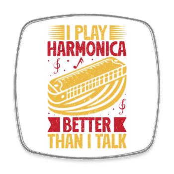 Funny Harmonica Player Play Better Than I Talk - Viereckiger Kühlschrankmagnet - Weiß - Vorne