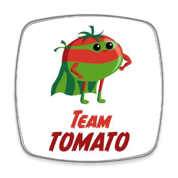 Team Tomato Hero Tee - Viereckiger Kühlschrankmagnet - Weiß - Vorne
