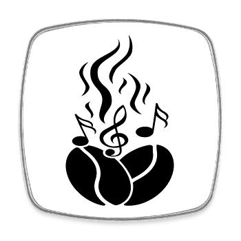 Coffee beans with music notes - Square fridge magnet - white - Front