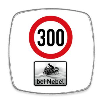 Tempolimit: 300 km/h bei Nebel (Biker Humor) - Viereckiger Kühlschrankmagnet - Weiß - Vorne
