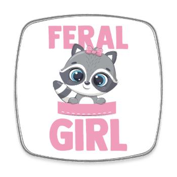 Feral Trash Panda Raccoon - Square fridge magnet - white - Front