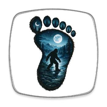Bigfoot-Wald-Fußabdrück Vollmondnacht - Viereckiger Kühlschrankmagnet - Weiß - Vorne