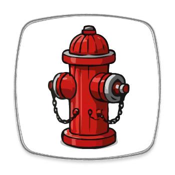 Cartoon-Feuerhydrant mit Ketten - Viereckiger Kühlschrankmagnet - Weiß - Vorne