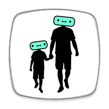 Family Silhouette Dear Children Parents Mom Dad - Square fridge magnet - white - Front