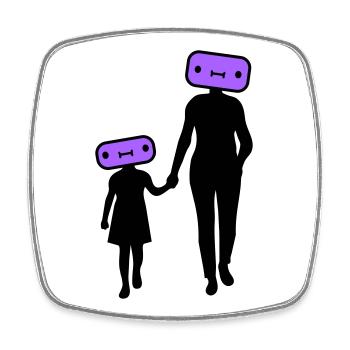 Silhouette familiale Chers enfants Parents Maman Papa - Magnet carré - blanc - Devant