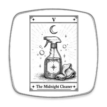 Mitternachtsputz | Tarot Humor Haushalt - Viereckiger Kühlschrankmagnet - Weiß - Vorne