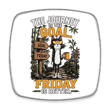 Friday Is Better: Cat Journey - Square fridge magnet - white - Front