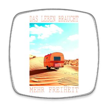 Wüsten Caravan: Leben braucht Freiheit - Viereckiger Kühlschrankmagnet - Weiß - Vorne