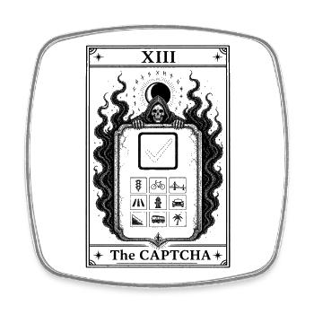Malédiction CAPTCHA | Internet de cartes de tarot - Magnet carré - blanc - Devant