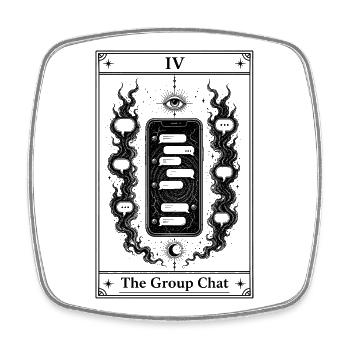 Chat de groupe | Carte de tarot tous les jours - Magnet carré - blanc - Devant