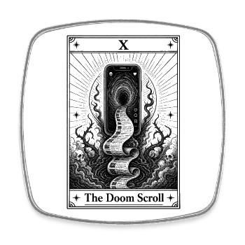 Doomscrollen | Tarotkarte Alltag - Viereckiger Kühlschrankmagnet - Weiß - Vorne