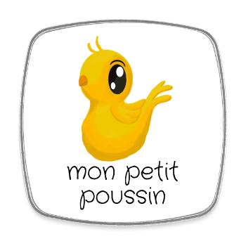poussin - Magnet carré - blanc - Devant