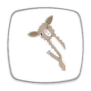 Cheerful llama looking around the corner - Square fridge magnet - white - Front