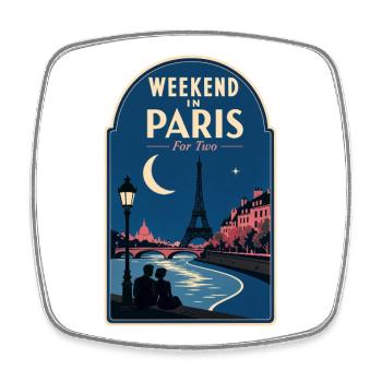 Weekend in Paris For Two Romantic Paris Getaway - Square fridge magnet - white - Front