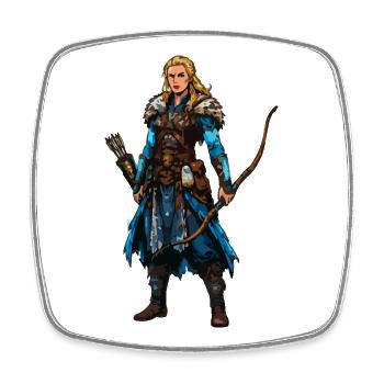 Viking Warrior with Bow & Fur Cloak - Square fridge magnet - white - Front