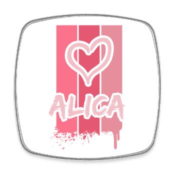 Alica als Geschenkidee - Viereckiger Kühlschrankmagnet - Weiß - Vorne