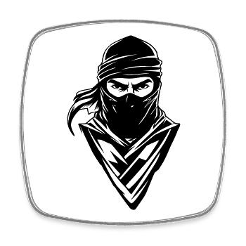 Ninja - Gesicht - Viereckiger Kühlschrankmagnet - Weiß - Vorne