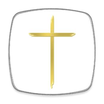 Golden Cross Brush Stroke - Square fridge magnet - white - Front
