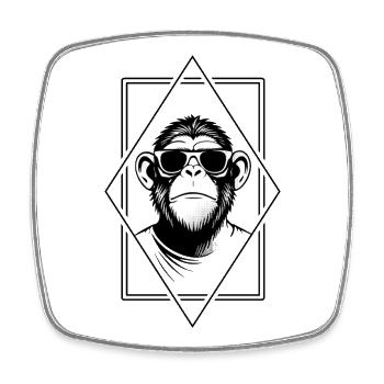 Retro-Chic Chimp Diamond – Geometry Meets Attitude - Square fridge magnet - white - Front