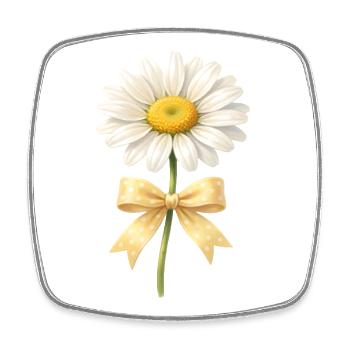 Gänseblümchen mit Schleifen-Blumenmotiv - Viereckiger Kühlschrankmagnet - Weiß - Vorne