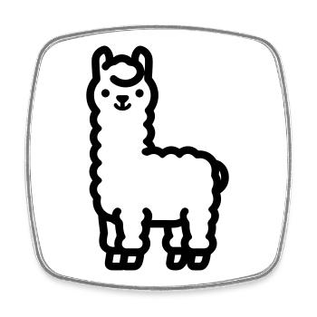 lama - Magnet carré - blanc - Devant