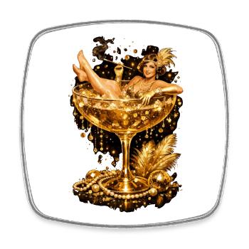 Art Deco Flapper Girl im Martiniglas Gold - Viereckiger Kühlschrankmagnet - Weiß - Vorne