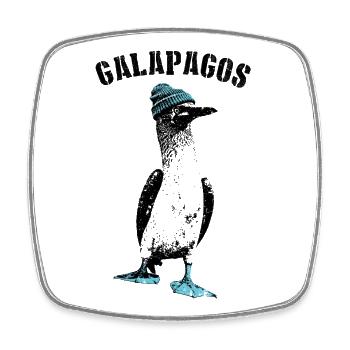 Funny seabird blue-footed booby with cap - Square fridge magnet - white - Front
