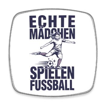 Echte Mädchen Spielen Fussball Frauen Power - Viereckiger Kühlschrankmagnet - Weiß - Vorne