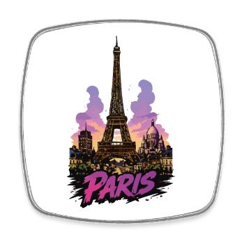 Paris Graffiti Skyline Neon - Square fridge magnet - white - Front