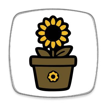 Plante en pot de tournesol Maman Jardin Fleuriste - Magnet carré - blanc - Devant