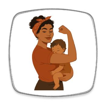 Stolze Mama Design – Mutter und Kind - Viereckiger Kühlschrankmagnet - Weiß - Vorne