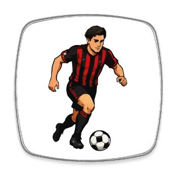 Joueur de football Sprint Rouge Noir - Magnet carré - blanc - Devant