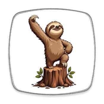 Célébration du paresseux sur une souche d’arbre - Magnet carré - blanc - Devant