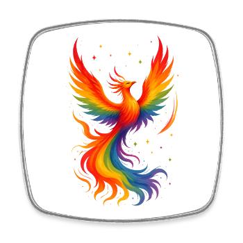 Phoenix Feuervogel Vogel bunt - Viereckiger Kühlschrankmagnet - Weiß - Vorne