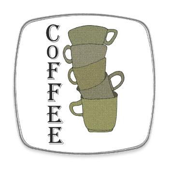 Coffee stack in retro look - Square fridge magnet - white - Front