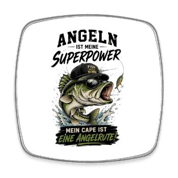 Angeln ist meine Superpower - Viereckiger Kühlschrankmagnet - Weiß - Vorne