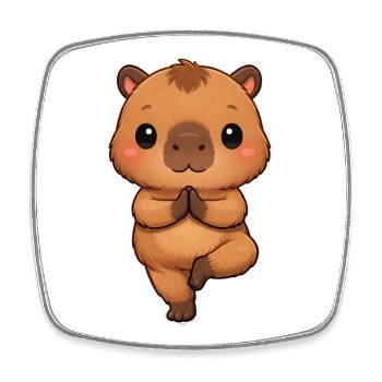 Capybara pratique le yoga - Magnet carré - blanc - Devant