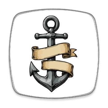 Anker Banner Vintage Tattoo - Viereckiger Kühlschrankmagnet - Weiß - Vorne